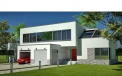 Gatavs projekts Le Corbusier divstāvu dvīņu mājai projektēšanas kompānija LAND & HOME Construction