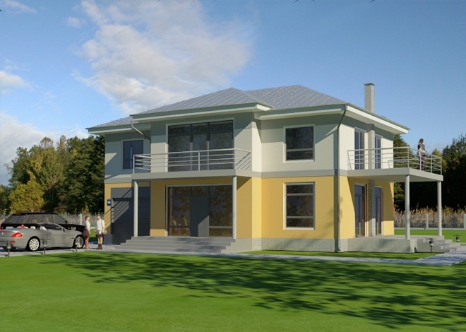 Architectural studio LAND & HOME Construction Weber Standard Two-Story Terraced Mansion Plan