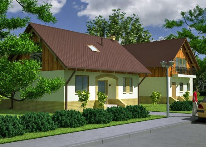 Engineering company LAND & HOME Construction standard one-story Vigo country house project with an attic