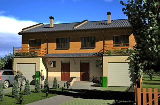 Типовой проект современного двухэтажного рядного дома Genoa архитектурный проект gatavieprojekti.lv