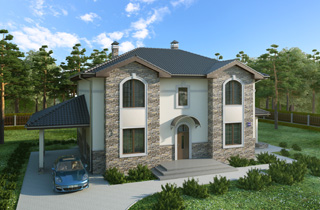 Ready-made project for a two-storey classic Thomas house engineering bureau LAND & HOME Construction