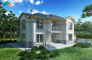 Oscar Standard Two-Story Mansion Plan engineering bureau LAND & HOME Construction