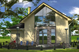 Arhitektūras kompānija LAND & HOME Construction tipveida projekts Muvone vienstāva mājai ar mansardu