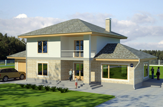 Gatavs projekts Vito klasiskai divstāvu mājai arhitektūras birojs LAND & HOME Construction